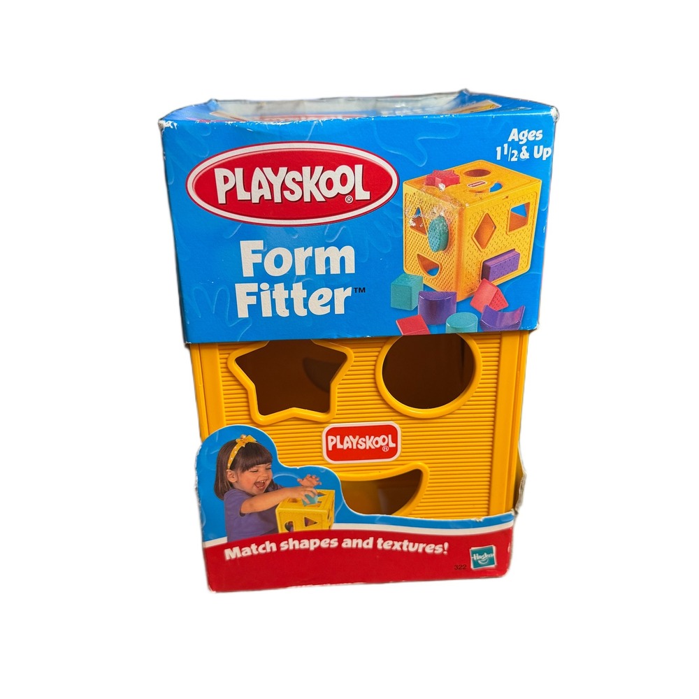 Playskool Form Fitter Shape Sorter Yellow Cube Textured Blocks Toy Hasbro 322